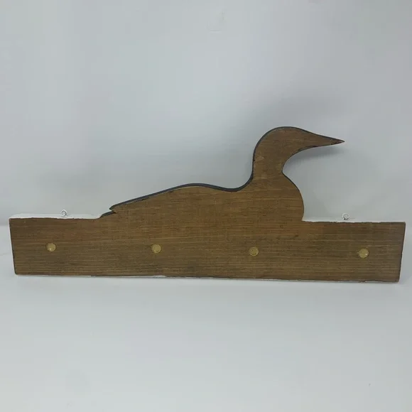 Handmade Wooden Loon Duck Bird Design Hook Cabin Hat Lightweight Coat Holder - Picture 5 of 6